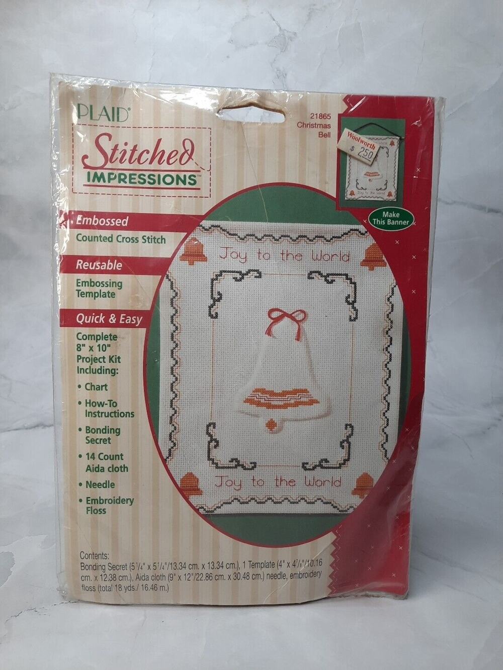 Vintage Plaid Stitched Impressions Counted Cross Stitch Kit 21865 Christmas Bell